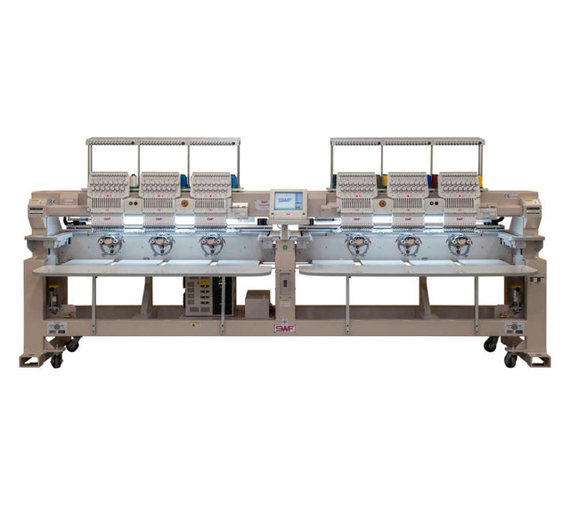 SWF Embroidery Machine K Series Dual Function High Speed Embroidery machine. Exclusive to SWF Able to embroider 2 different jobs at the same time