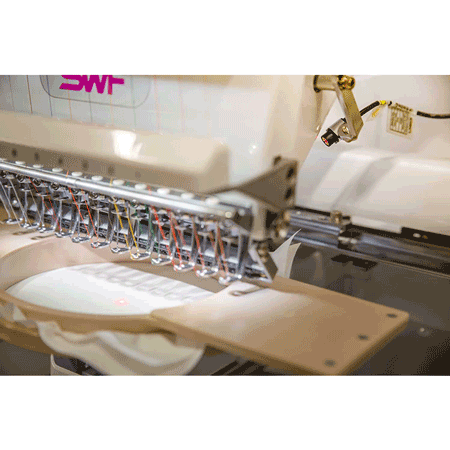 MAS-12 SWF Embroidery Machine 12 needle close up with round frame